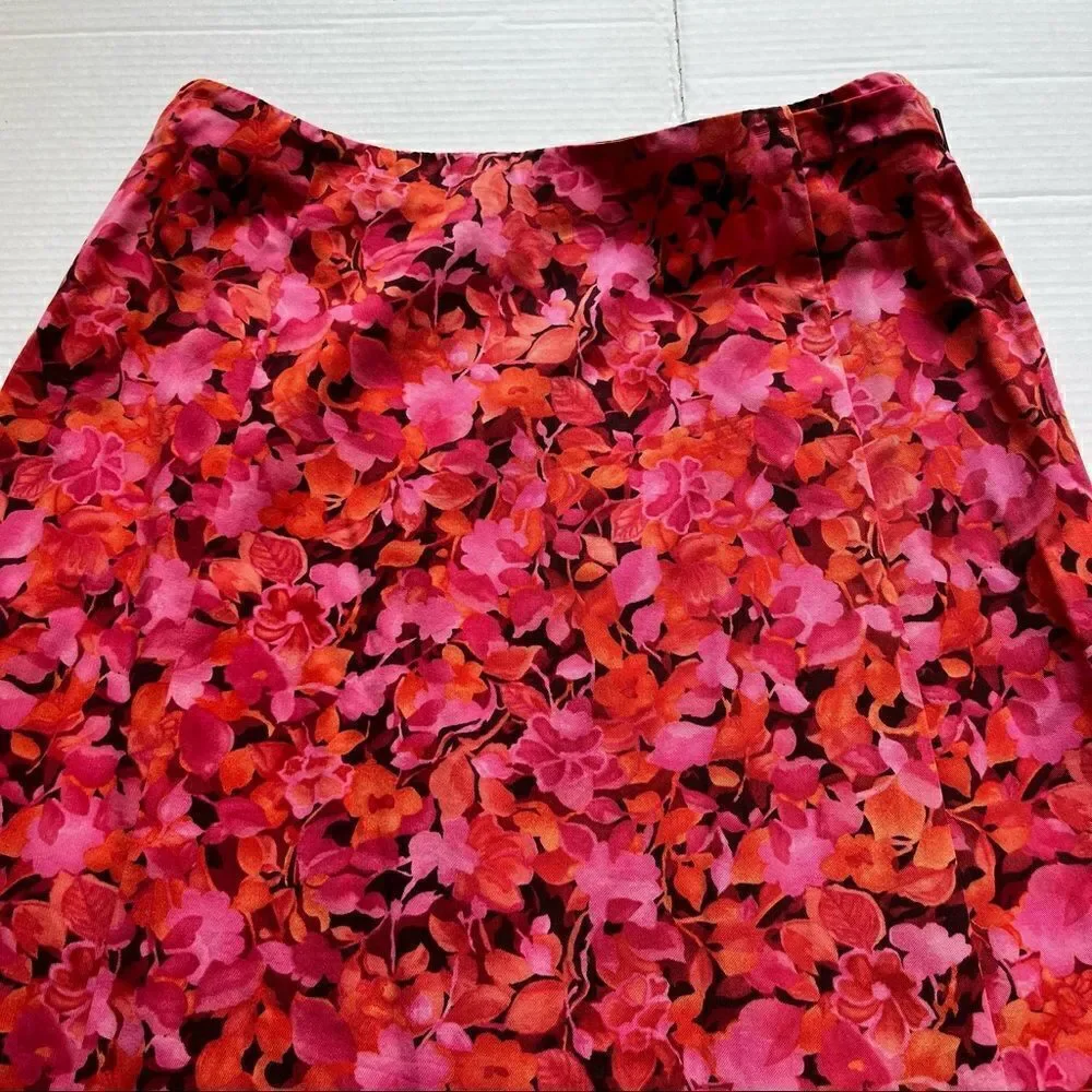 Talbots NWT skirt Maxi Size 8 Beautiful pink orange and brown floral side zip